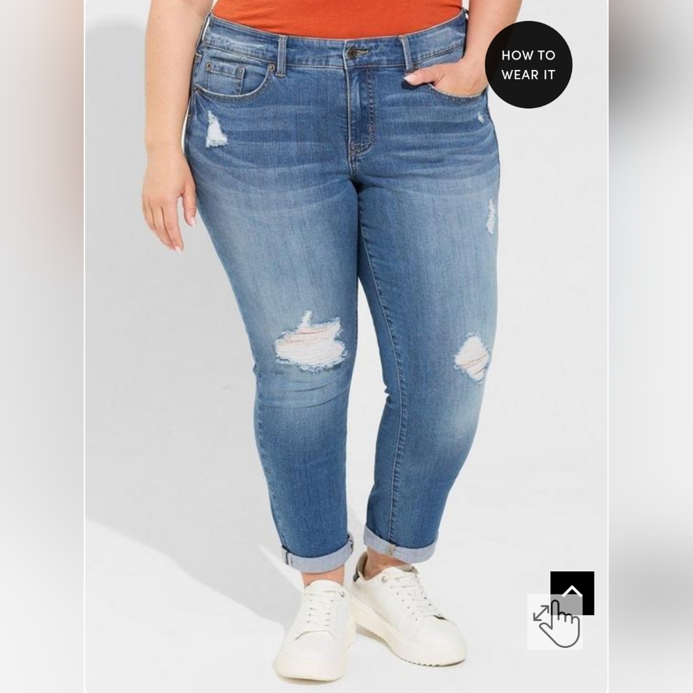 Torrid Perfect Boyfriend Ankle Vintage Stretch Mid-Rise Jean size 14 Short